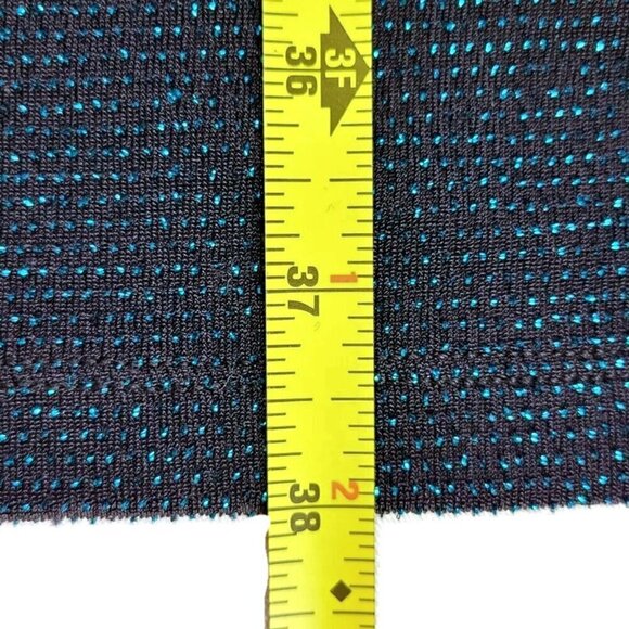 Vince Camuto Bodycon Dress Size 6 Black Aqua Asymmetrical Neck Sparkle Ruching - Picture 11 of 13